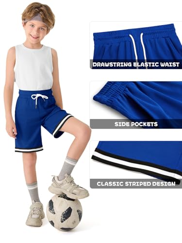Haloumoning Boys Athletic Basketball Shorts Kids Mesh Active Quick Dry Shorts with Pockets 5-14 Years4