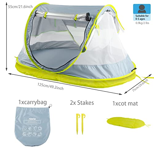 Portable Pop Up Kids Beach Tent With Mat Upf 50+ Sun Shelter For Mosquito Net,Large Sunshade Kids Travel Tent With Mat And 2 Stakes #TOP4