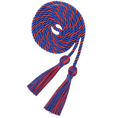 Image of Graduation Honor Cord 68 inch Grad Braided Honor Cords with Tassel Honor Rope Grad Cords for Graduation Students Bachelor Master Doctoral Gown Grad Decor (Royal Blue and Red)