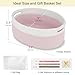 BOSROTY Small Woven Basket with Gift Bags and Ribbons, Empty Baby Gift Baskets, Shelf Storage, Small Cat Dog Pet Toy Boxes, 13”x 9”x 5.5”, Light Pink