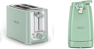 BELLA 2 Slice Toaster with Auto Shut Off - Extra Wide Slots & Removable Crumb Tray and Cancel & Electric Can Opener and Knife Sharpener, Multifunctional Jar and Bottle Opener