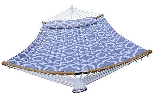 HENG FENG 2 Person Double Hammock Quilted Fabric with Detachable Pillow and Curved