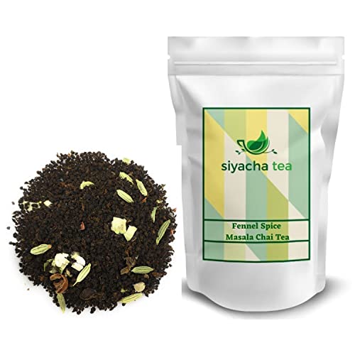 Image of Siyacha Tea Fennel Spice Masala Chai, Organic Assam CTC Tea with Cardamom, Cinnamon, Cloves, Pepper, Fennel, 100% Natural Blend I 100 Grams Makes 50 Cups (approx)
