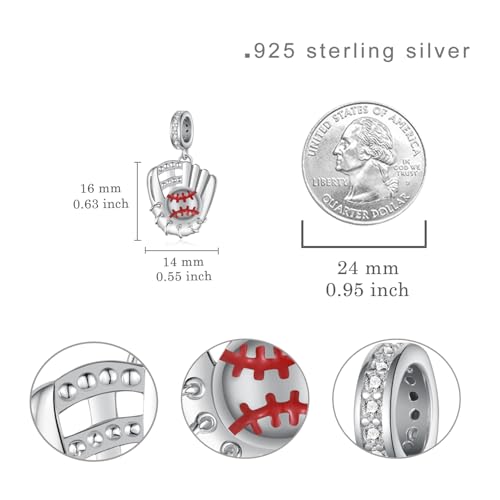 Baseball/Pcikleball/Basketball Charms S925 Sterling Silver Sports Charms Sports Gifts Sports Jewelry Gifts for Women4