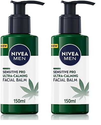 NIVEA MEN Sensitive Pro Ultra Calming Facial Balm (150 ml), Aftershave Balm Enriched With Hemp Seed Oil And Vitamin E For Stress-Minimising Face Care (Pack of 2)