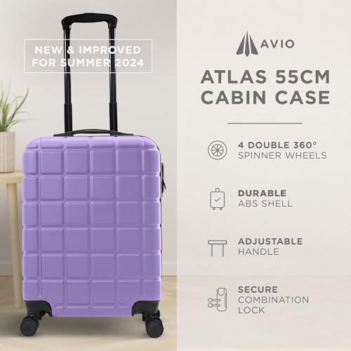 AVIO-Atlas-Cabin-Suitcase-52x35x20cm-Lightweight-Double-Wheel-Luggage-Bag-wCombi-Lock-3-Internal-Pockets-Telescopic-Handle-w-3-Heights-Durable-ABS-Hard-Shell-RyanAir-EasyJet-British-Airways