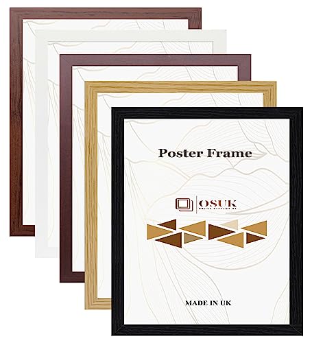 OSUK Oak 70x50 cm Frame Size (700x500mm) Flat 50cm x70cm Oak Picture Frame with Clear Perspex Front & Wall Hanging Hooks - Landscape Or Portrait