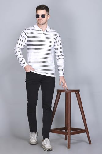 Image of Full Sleeve Polo T Shirt for Men Cotton with Pocket and Collar - Regular Fit Tshirt