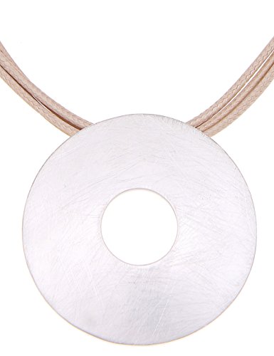 Preisvergleich Produktbild Leslii Damen-Halskette Musterring Textilbänder 45cm + Verlängerung 210214165