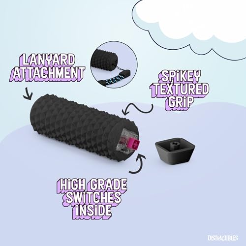 Image of Distractibles Spike Roller Clicker, Tactile Pain Stim Fidget with Clicker Switch, Pain Stimulation Roller with Lanyard (Black)