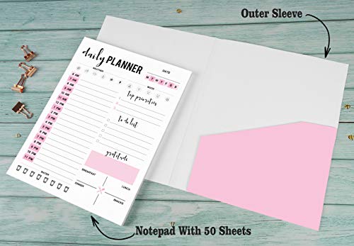 Image of Daily Planner with Hourly Schedule w / 50 Undated Sheets, Productivity Tracker Tear Off Pad- Personal Planner- Priority Task- Daily Goal- to-Do List- Vibrant Calendar- Organizer Scheduler