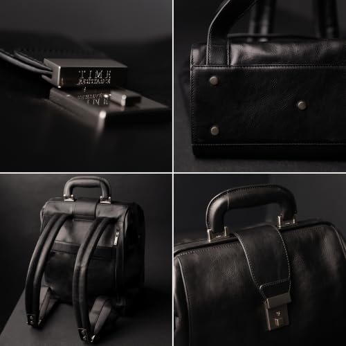 Image of Time Resistance Leather Backpack for Men and Women - Business Rucksack Laptop Bag (Black)