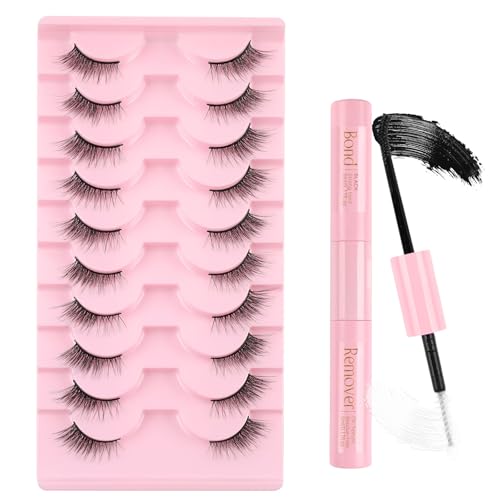 Kiusatig H-076 Kit de demi-cils avec 10 paires de faux cils en vison