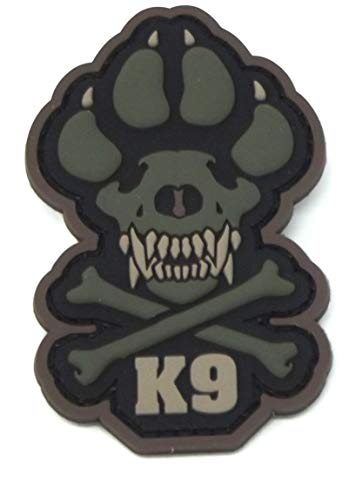 Mil-Spec Monkey K9 Dog PVC Patch - Tactical Dog Vest Accessory - Durable Military K9 Patch with Iconic Skull Design, 1.9"x3" (Foliage Green)