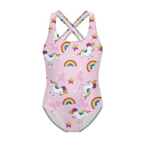 Image of Girls One Piece Swimsuits Teens Sleeveless Back Cross Strap Bathing Suit Kids Quick Dry Cute Beach Swimwear(5-14)