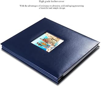 1DOT2 Photo Album Self Adhesive Pages, Leather Cover Albums with 60 Sticky Pages, Scrapbook Albums for Christmas, Wedding, Birthday Baby Gifts Hold 3X5, 4X6, 5X7, 6X8, 8X10 Photos Album Blue
