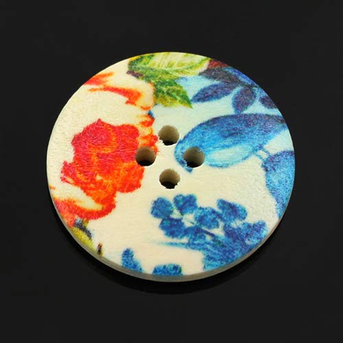 Shineweb 25Pcs 30Mm 4 Holes Multicolor Wooden Button For Scrapbooking Sewing Diy Beads Ornament Button Handmade Craft Accessory #TOP3