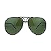 Oversized Round Aviator Sunglasses Metal Rims Behind Lens Black, Green