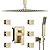 DASAN Full Body Shower System with 6 PCS Body Spray Jets & 12'' Rain Shower Head & Handheld, Ceiling Mount Rain Shower System Brushed Gold Shower Faucets Sets Complete with Valve, SA-SS03ABG-S12C