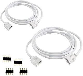 2M 6.56ft 4 Color RGB Extension Cable LED Strip Connector Extension Cable Cord Wire 4 Pin LED Connector for SMD 5050 3528 2835 RGB LED Light Strip (2PCS)