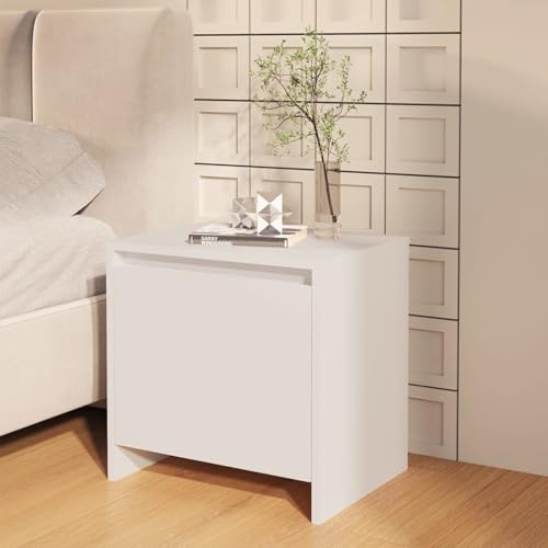 Homgoday Mesita de Noche Madera de ingeniería Blanco 45x34x44,5 cm Mesitas de Noche,Mesas Auxiliares para Salón, Dormitorio, Estudio, Moderno
