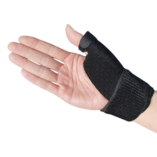 KUKUPOW Negro Férula de Pulgar Reversible, Muñequera Pulgar para Mano Derecha e Izquierda, Muñequera Estabilizadora e Inmovilizador de Dedo para Hombres y Mujeres