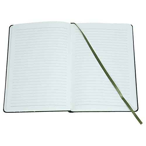 Image of COMMA Regina - A5 Size - Hard Bound Notebook with a Horizontal Elastic Band Closure - 192 Pages - 80gsm Natural Shade Paper - Fabric Cover Material - (Dark Green)