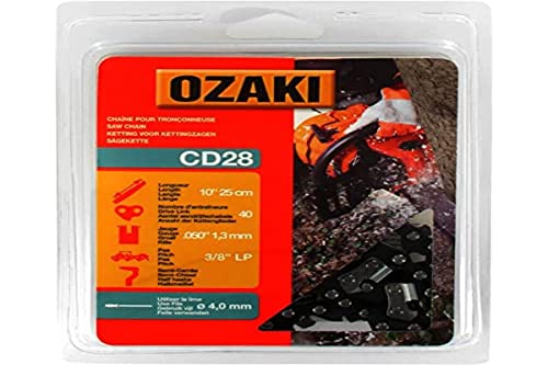 OZAKI - Chaîne Tronçonneuse .3/8 LP (Low Profile) - Jauge 1,3 mm (0,50) - Profil de Gouge Semi-Carré - 40 Entraîneurs