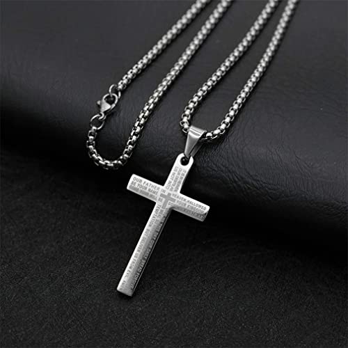 Lxssly Cross Necklace For Men,Gold Silver Black Necklace For Boys,Stainless Steel Cross Pendant,Cross Chain For Boys #TOP3