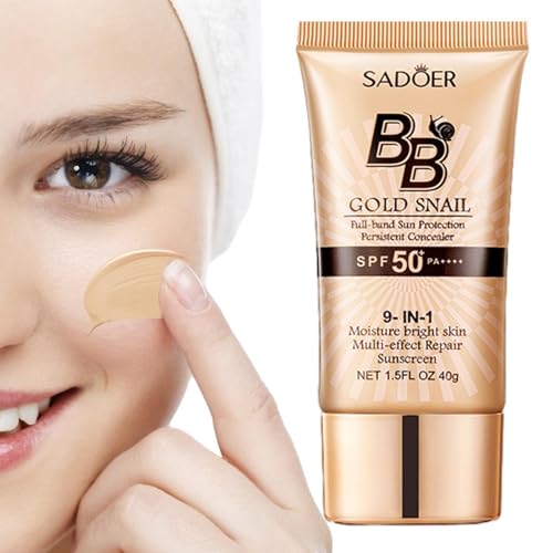 Crema BB Con SPF 50, Hidratante Con Color BB Cream, Base Prueba Agua Crema Hidratante Ligera, Protector Solar Facial Crema BB Bloqueador Solar, Crema Hidratante BB Maquillaje Corrector Mate