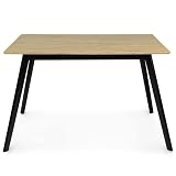 IDMarket - Skandinavischer ausziehbarer Tisch Rechteck INGA 4-8 Personen Holzplatte Schwarze Beine 110-150 cm