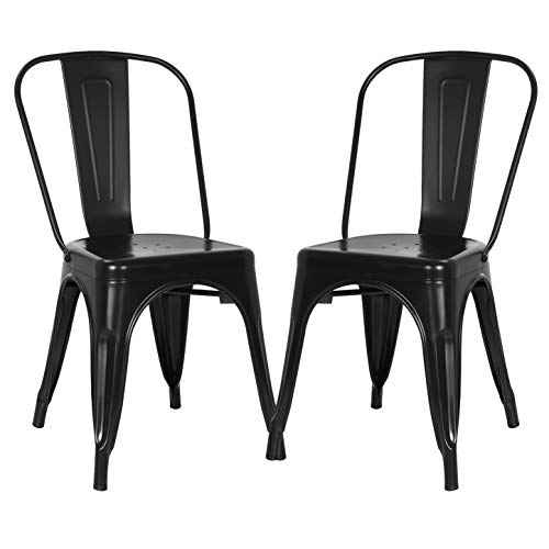 Poly and Bark Trattoria Kitchen and Dining Metal Side Chair in Black