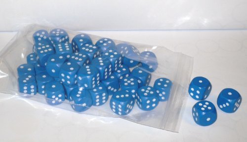 Preisvergleich Produktbild 50 Würfel aus Ahornholz (16 mm)-blau