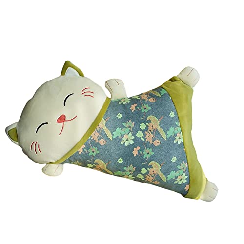 Duiaynke Lucky Cat - Cojín de asiento lavable para abrazar, cojín de espalda, diseño de escena, cinturón de cintura, almohada lumbar para regalo de Pascua (verde)