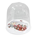 generico porta panettone - porta pandoro - contenitore in plastica con coperchio trasparente - campana alta - colore base bianco - misure diametro 27 cm altezza 26 cm - made in italy