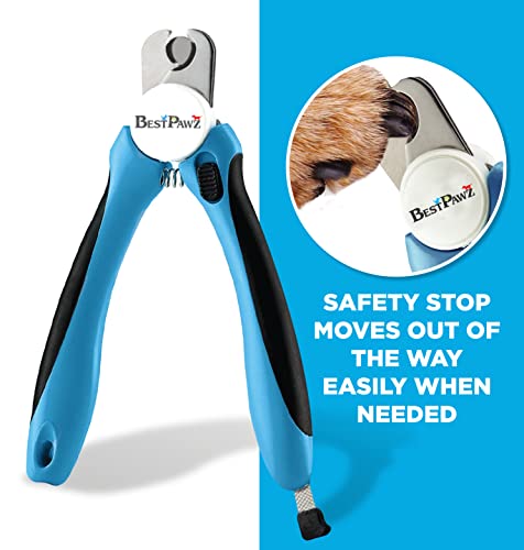 Bestpawz Cat & Dog Nail Trimmers - Sturdy Non Slip Dog Nail Clippers For Large Dogs - Safety Guard Pet Nail Clipper To Avoid Over Cutting - Cat Nail Clipper Comes With Sharp Blade And Free Nail File #TOP5