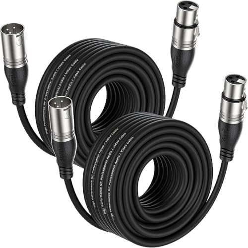EBXYA Premium XLR Microphone Cable 15m 2-Pack for Stage and Audio Mixer