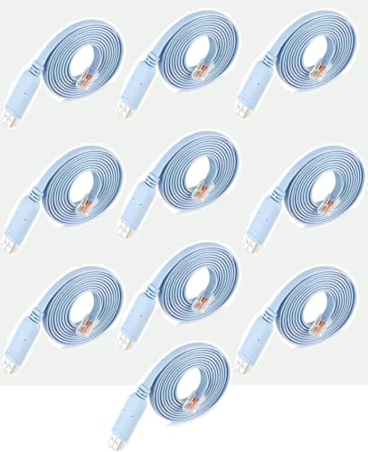 Image of SANCY USB Console Cable 6FT, USB to RJ45 Cable for Configuring Network Devices, Supports Windows OS, Durable and Easy Setup, Blue Color (1.8 Meter) (Pack of 10)