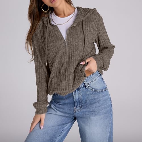 Image of Witsmile Zip Up Hoodie Women Oversized Sweatshirt Long Sleeve 2026 Fall Outfit Lightweight Jackets Workout Clothes