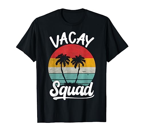 Vacay Squad Family Matching Retro Vintage Palmier été T-Shirt