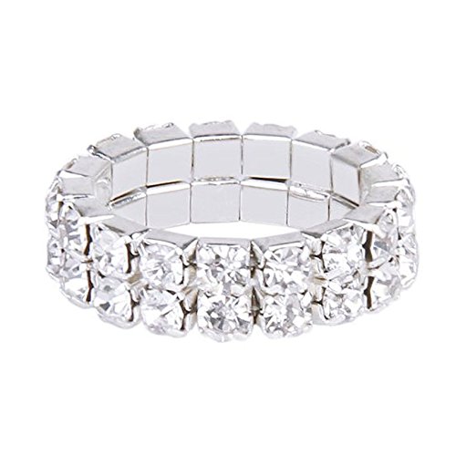 K9 Elastic Silver Tone 2 Row Rhinestone Toe Ring Bridal Jewelry by Khim