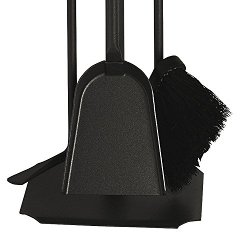 MS Beschläge® Kaminbesteck Kamingarnitur schwarz beschichtet mit Griffen aus Edelstahl