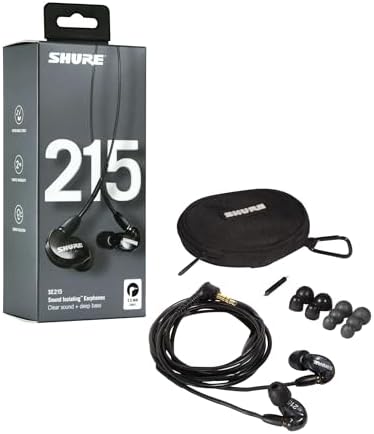 Shure SE215 PRO Kablolu Kulaklıklar - Profesyonel Ses İzolasyonlu Kulaklıklar, Net Ses ve Derin Bas, Tek Dinamik Mikro Sürücü, Kulak Monitöründe Güvenli Oturma, artı Taşıma Çantası ve Fit Kiti - Siyah - Görsel 2