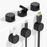 HOWJIM 6個セット バネ式ケーブルホルダー 片手で簡単操作 ケーブルクリップ マグネット アクリル粘着パッド ABS樹脂 USB配線収納 垂直 貼付 7.5mm幅スロット 磁石 卓上ケーブル整理 マグネットケーブルホルダー デスクトップ、車、壁、寝室 Type-C充電ケーブル 電源ケーブル マウスケーブル キーボードケーブル ヘッドフォンケーブルなど様々なケーブルに対応 ブラック