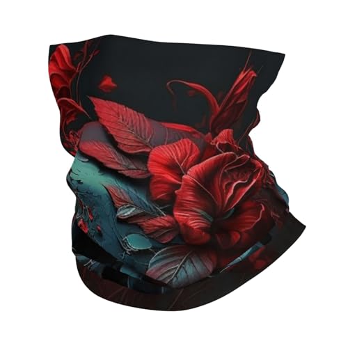 Skull and flower rose Death Red Dark Cuello para mujeres y hombres, cubrebocas para motocicleta, ciclismo, esquí y fiestas miniatura 1