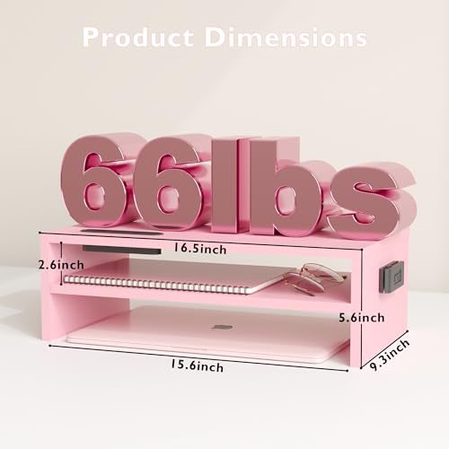 image for BONTEC Wooden Monitor Stand Riser, 2-Tier Desk Shelf with Storage Orga