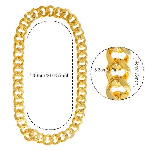 Big Chain Necklace Detachable Fake Plastic Chunky Hip Hop Turnover Chain Necklace 80s 90s Costume Accessory for Men Women Halloween Parties Festivals, 39.37 inches4