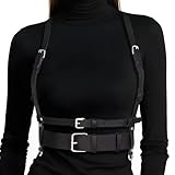 OURWORTL Punk Leather Harness Waist Belt for Women Goth Accessories PU Leather Corset Belts Strap Adjustable Party Rave Accessory