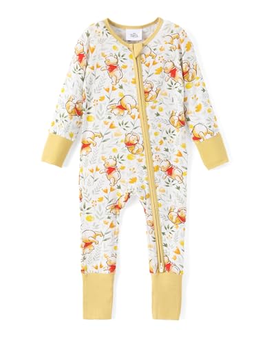 La mejor comparación de Peleles para dormir para Bebé para comprar hoy. 46 Disney Pelele de manga larga para bebé de Winnie the Pooh, suave, transpirable y elástico, con cremallera para pañal fácil de poner y quitar, amarillo, de 3 a 6 meses