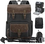 RAINSMORE Camera Backpack Professional pour DSLR/SLR Imperméable sans miroir 15.6 Sac de photographie d'ordinateur portable d'Inch avec accà ̈s Side Rain Cover Tripod Holder Large Anti-vol Camera Backpacks pour photographe